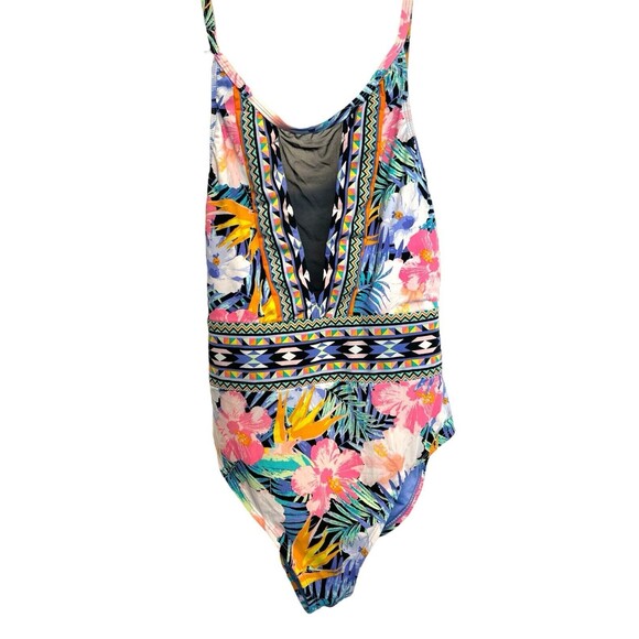 LA BLANCA Floral One Piece Swimsuit Tropical Flower Sheer boho - Picture 4 of 6